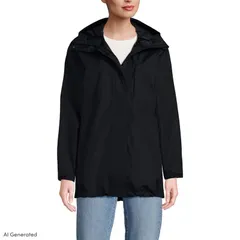 ランズエンド レディース アウター ジャケット・ブルゾン コート Womens Lands End Waterproof Raincoatrue Black ブラックのサムネイル