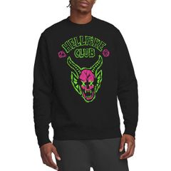 스트레인저싱스 맨즈 탑스 티셔츠 로고 Stranger Thingstranger Things Hellfire Neon Sketch Logo Sweatshi Black