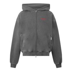 リプレゼント メンズ アウター パーカー・スウェット ロゴ Represent Mens Rep Owners Club Zipped Hoodie Bold Logo Washed BlckRed