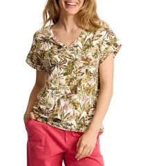 トッミーバハマ レディース トップス Tシャツ Vネック プリント Tommy Bahama Kauai Hidden Coast Palm Print VNeck Short Sleeve Teeのサムネイル