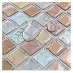 防水 タイル 3D 耐熱 シール 簡単取付 モザイクタイルシール ウォールステッカー キッチン 洗面所 賃貸 トイレ 北欧 DIY タイルシール ステッカー 壁紙シール オレンジ Yoilline 4枚 色13