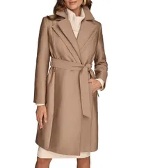 ダナキャラン レディース アウター コート サテン Donna Karan Satin Double Collar Belted Trench Coat Khaki カーキのサムネイル