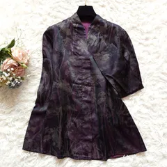 ​【極美品】ETRO エトロ シルク混 玉虫色 花柄 シャツジャケット スタンドカラー アーカイブ 42 ダークパープル系のサムネイル
