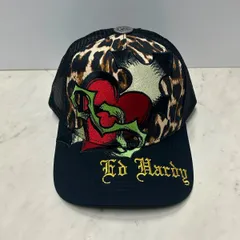 USA仕様 Ed Hardy エドハーディ Leopade Sacred Heart ハート メッシュ トラッカーキャップ ヒョウ柄 (EDC9)のサムネイル