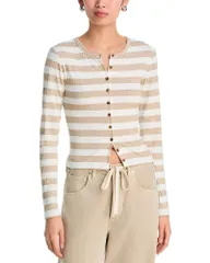 ラグアンドボーン レディース アウター カーディガン ニット rag bone The Knit Wide Rib Stripe Cardigan Toffee ストライプのサムネイル