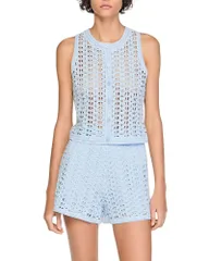 サンドロ レディース アウター カーディガン Sandro Beaded Crochet Cardigan Sky Blue ブルーのサムネイル