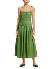 ムーンリバー レディース トップス ワンピース プリーツ ミディ Moon River Pleated Midi Dress Moss Green グリーン