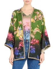 エトロ レディース アウター ジャケット・ブルゾン サイドスリット フラワー柄 フラワー Etro Kesa Floral Side Slit Jacket Printed Green グリーンのサムネイル