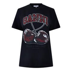 ガニー レディース トップス Tシャツ グラフィック Ganni Womens Graphic TShirt Phantom Cherry