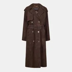 ダナキャラン レディース アウター ジャケット・ブルゾン スエード コート Donna Karan Womensuede Trench Coat Chocolate Brown ブラウンのサムネイル