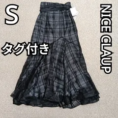 NICE CLAUP　チェック柄 マーメイドスカート　黒　Sサイズ　タグ付きのサムネイル