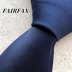 【極美品】 フェアファクス FAIRFAX ネクタイ ネイビー ソリッド 無地 ペイズリー ストライプ 織柄 シルク100% 高級 ハイブランド ビジネス フォーマル スーツ メンズ 紳士服 結婚式 美品 日本製 メイドインジャパン リユース ハンドメイドのサムネイル