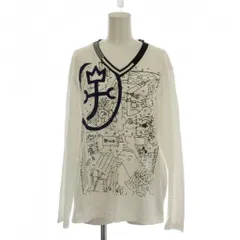 カステルバジャック CASTELBAJAC カットソー 46 白 ホワイト 長袖 Vネック プリント柄 /LPのサムネイル