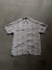 NAUTICA ノーティカ 半袖チェックシャツ リネン混 BDシャツ S