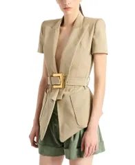 バルマン レディース アウター ジャケット・ブルゾン Balmain Belted Gabardine Anthem Jacket Beige ベージュのサムネイル