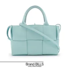 未使用品 BOTTEGA VENETA ボッテガ ヴェネタ マキシイントレチャート アルコ ハンドバッグ ショルダーバッグ 2way 709337 レザー ライトブルー 水色 レディース