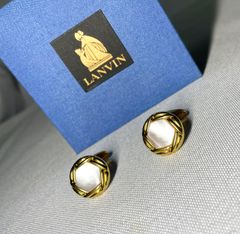 希少 LANVIN ランバン マザーオブパール装飾 ゴールドメタリックカフス 希少 LANVIN ランバン マザーオブパール装飾 ゴールドメタリックカフス
