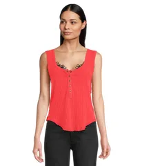 フリーピープル レディース トップス シャツ Free People Care Bryson Henley Tank Firey Red レッドのサムネイル
