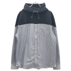 sacai サカイ フリースコンビネーション フーデッドストライプシャツ SCM-059 ネイビー 3のサムネイル