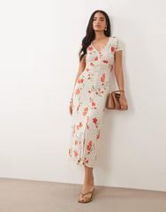 Rouje paris gabin dress 38 ラップワンピース 花柄 赤 - メルカリ