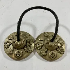 ★ ティンシャ チベタンシンバル チベット密教の法具  瞑想 浄化 八吉祥 アシュタマンガラ 現状品のサムネイル