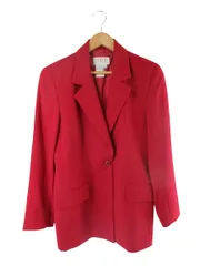 タルボット TALBOTS ウール テーラード ジャケット 1B 無地 長袖 サイズ2 レッド QQQのサムネイル