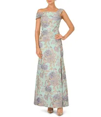 アドリアナ パペル レディース トップス ワンピース アシンメトリー フラワー柄 プチ フラワー Adrianna Papell Petite Size Floral Jacquard Asymmet