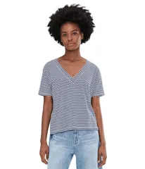 スプレンディット レディース トップス シャツ Vネック Splendid Kacey Stripe VNeck Tee NavyWhite ホワイトのサムネイル