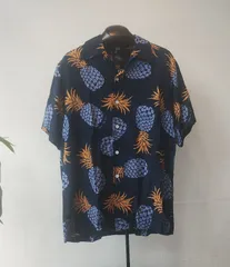 ■ Kona Bay Hawaii コナベイハワイ ■ パイナップル柄 アロハシャツ オープンカラーシャツ ■ Made in HAWAII ハワイ製 ■ YYY1038のサムネイル