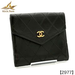 美品 CHANEL ビコローレ ココ Wホック 財布 ラムスキン ダブルステッチ