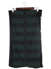 ステューシー STUSSY スカート ボーダー ロゴ ミモレ ジップアップ サイズ M 黒 グリーン QQQのサムネイル