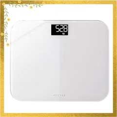 Elecom 체중계, 100g 단위, 슬림형, 저스트 라이드 온 [보기 편한 디스플레이] 유리 상단, 배터리 유형, 흰색, ES03WH 0