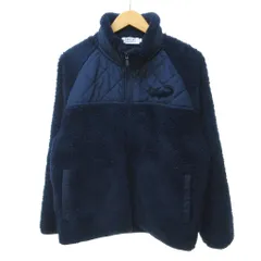 クロコダイル CROCODILE フリース ブルゾン スタンドカラー ジップアップ 切替 ロゴパッチ 紺 ネイビー M /HWのサムネイル