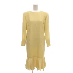 フォクシー ブティック FOXEY BOUTIQUE 美品 ワンピース フレアシルエット ラウンドネック 長袖 42 黄色 イエロー 絹 シルク /MXのサムネイル