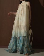 タグ付✨ANDREA&Co. 水彩アートティアードワンピース ホワイト F
