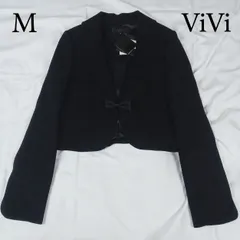 タグ付き未使用 ViVi ヴィヴィ レディース ショート丈ジャケット 黒 9号 M相当 洗える 着脱リボン ボレロ風 フォーマル DEC-0305のサムネイル