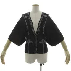ビーシービージーマックスアズリア BCBGMAXAZRIA シルクブレンドビーズニットカーディガン ETO41141 七分袖 キモノスリーブ ブラック 黒 ホワイト 白 Sのサムネイル