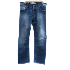 フレンチコネクション FRENCH CONNECTION デニムパンツ ジーンズ ストレート アンクル丈 ボタンフライ ウォッシュ加工 W32 L32 M 紺 ネイビー /HO8のサムネイル