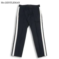 Mr.GENTLEMAN ミスタージェントルマン 通年★ 【SIDE RIB PANTS】 切替 ストレッチ サイドリブ パンツ Sz.M メンズ ネイビーのサムネイル