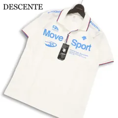 【新品 未使用】 DESCENTE デサント 春夏★ MOVE SPORT★ 半袖 鹿の子 ポロシャツ Sz.L メンズ 白 トレーニング ゴルフにものサムネイル
