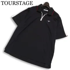 TOURSTAGE ツアーステージ ゴルフ 春夏★ 半袖 ハーフジップ ロゴ刺繍 ポロシャツ 大きいサイズ Sz.LL メンズ 黒のサムネイル