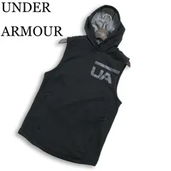 UNDER ARMOUR アンダーアーマー 通年★ MK1 テリー ロゴ フーディー パーカー ベスト Sz.SM メンズ 黒 トレーニングのサムネイル