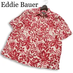 Eddie Bauer エディーバウアー 春夏★ 麻100％ リネン 半袖 総柄 ボタニカル アロハ シャツ Sz.L メンズ アウトドアのサムネイル