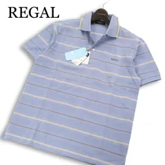 【新品 未使用】 REGAL リーガル 春夏★ 半袖 ボーダー ロゴ刺繍 ポロシャツ Sz.L メンズのサムネイル