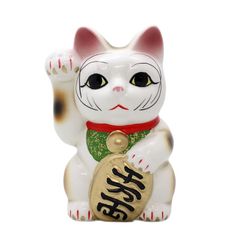 成田山 招き猫 陶器製 貯金箱 置物 左手上げ 三毛猫 商売繁盛 希少