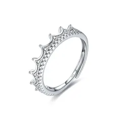【新品】 Bellitia Jewelry 指輪 調整可能 レディース クラウン ダイヤモンドCZ シルバー925 結婚指輪 婚約 プロポーズ エンゲージ 王冠 レディース リング ジルコニア アクセサリー 1のサムネイル