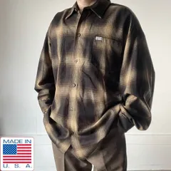 新品同様 USA製 Cal Top オンブレチェック柄 長袖 シャツ 3XL ブラウン×カーキ系 アメリカ製 極美品 D154-14-0012ZV