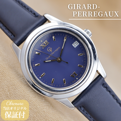 ジラールペルゴ 1100 GP90 GIRARD-PERREGAUX ネイビー ブルー 自動巻き デイト メンズ ヴィンテージ 34mm 点検済 【６ヶ月保証】 CH583