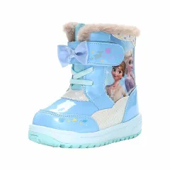 【SALE】【moonstar】DN WC044E SAX サックス ディズニー  アナと雪の女王 エルサ ムーンスター 子供靴 キッズ ウィンター ブーツ 長靴 ベビー ウィンター 雨雪 通園 キッズ 防水 ボアのサムネイル