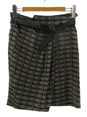 マックスマーラ MAX MARA スカート 膝上丈 総柄 ブラック系 シルク 絹 リボン ラップ風 38 ボトムスのサムネイル